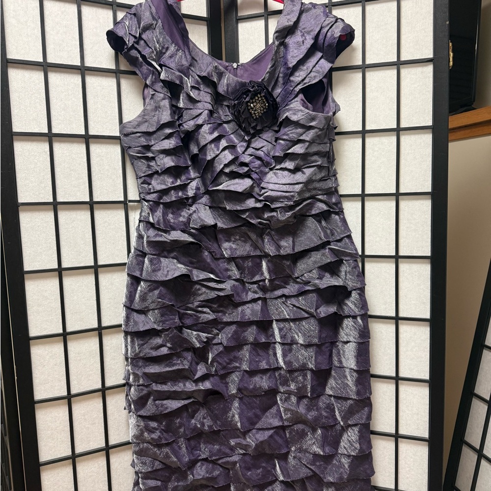 London Times Purple Layered Mini Dress